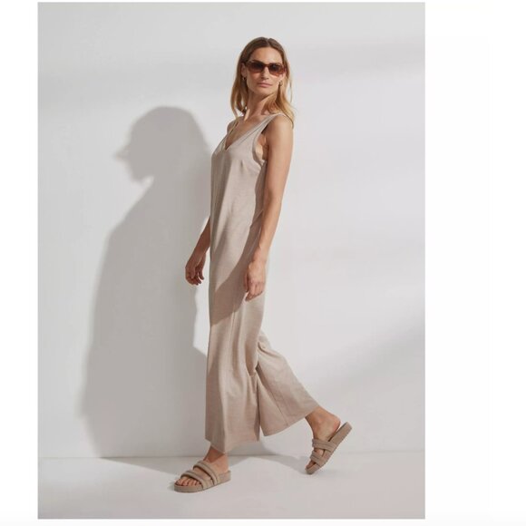 Varley Pelion Jumpsuit Stretch Jersey Sleeveless Women's Medium Taupe Tan - Picture 4 of 16